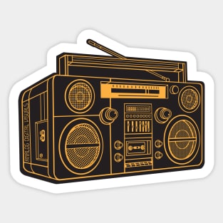 Boombox (Yellow Orange Lines + Black Drop Shadow) Analog / Music Sticker